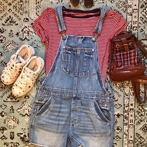 American Eagle XS Denim cutoff Overall shorts